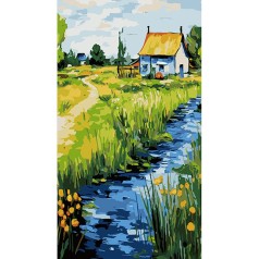 Набор для росписи по номерам У берега реки Strateg размером 50х25 см (WW157)