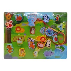 Рамка-вкладиші, шнурівка, дерево, звірятки