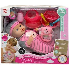 Пупс мягкий, 10 звуковых эффектов, 6 аксессуаров, 30 см, в коробке