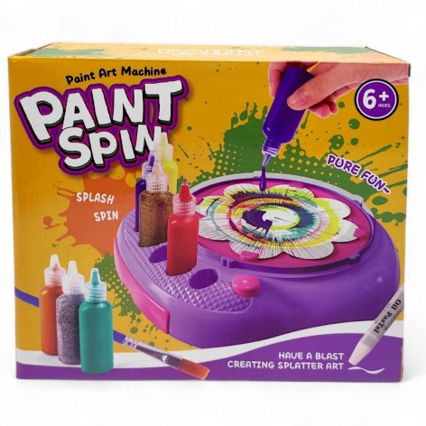 Набір для малювання (БЛАКИТНА) електрична машинка, що обертається, 7 кольорів фарб, основи для малювання)