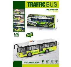 Автобус звук, підсвітка, механічне відкриття дверей, масштаб 1:16, гумові колеса, інерція, в кор. 