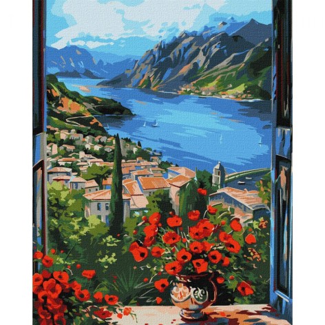 Картина по номерам "Пристань в горах" 40х50 см