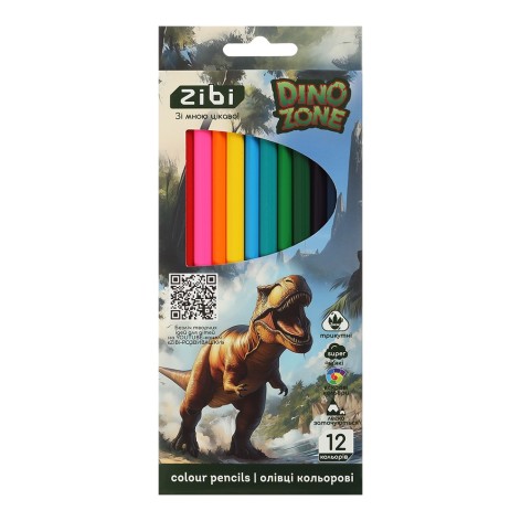 Карандаши цветные DINO, треугольный корпус, 12 цветов, KIDS LINE