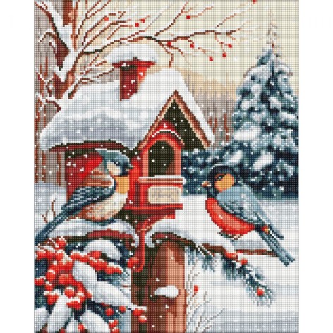 Алмазна мозаїка "Ласощі пташок", (40х50 см)