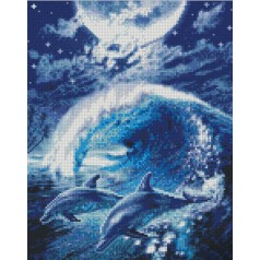 Набір для творчості алмазна картина Дельфіни в океані Strateg розміром 30х40 см (KB043)