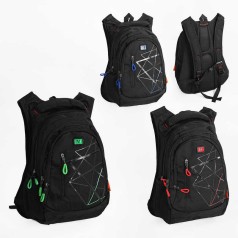 Рюкзак 3 види, регульовані ремінці, 2 відділення, ортопедична спинка, розмір 32х15х36см, бокові кишені, в п/е, мікс видів 