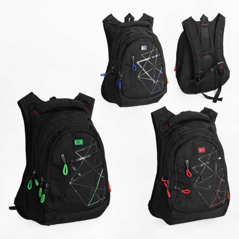 Рюкзак 3 види, регульовані ремінці, 2 відділення, ортопедична спинка, розмір 32х15х36см, бокові кишені, в п/е, мікс видів 