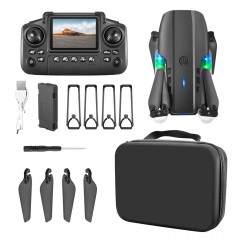 Квадрокоптер на радіокеруванні E 99 D PRO (підсвічування, оберти, керування з додатка, Wi-fi камера, пульт 2.4 G, екран на пульті, TF Card, футляр)