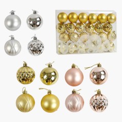 Новорічні прикраси на ялинку 3 види кульки 18 штук D=6 см (30)