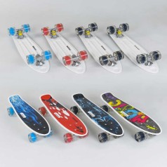 Скейт Best Board, 4 вида, дека с ручкой, подшипники ABEC-7, колеса СВЕТЯЩИЕСЯ PU d=6см