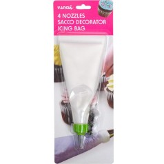 Мешок кондитерский силиконовый 4 насадки, блистер 31*11см X3-98