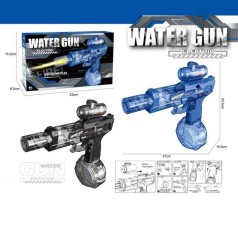 Водяной пистолет 2 цвета, автоматический, аккумулятор 3.7V, подсветка, магазин, в кор., МИКС ВИДОВ /48/