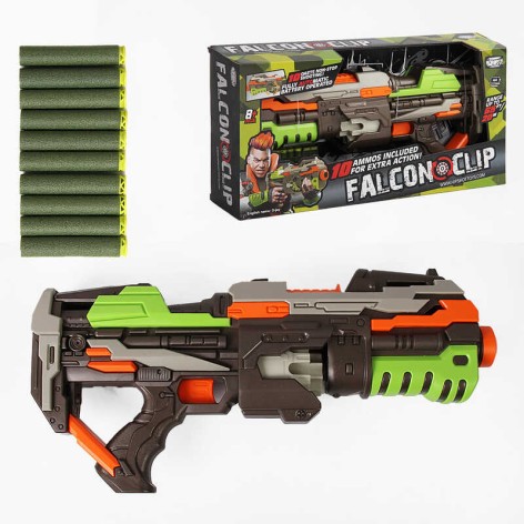 Автомат стреляет в мягкие патроны, автоматический режим работы, 10 патронов, в кор. 