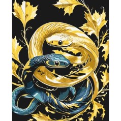 Картина за номерами з фарбами металік "Рік змії . Інь та Янь" 40х50 см