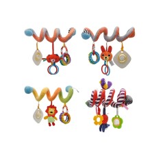 Погремушка животного, мягкая, спираль с прорезывателем, колокольчик, 4 вида