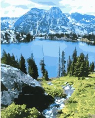 Набір для розпису по номерах Гірське око Strateg розміром 30х40 см (SS-6597)