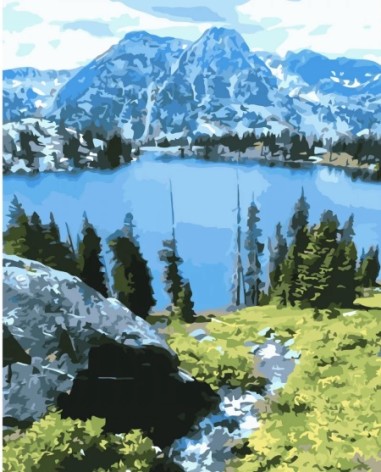 Набір для розпису по номерах Гірське око Strateg розміром 30х40 см (SS-6597)