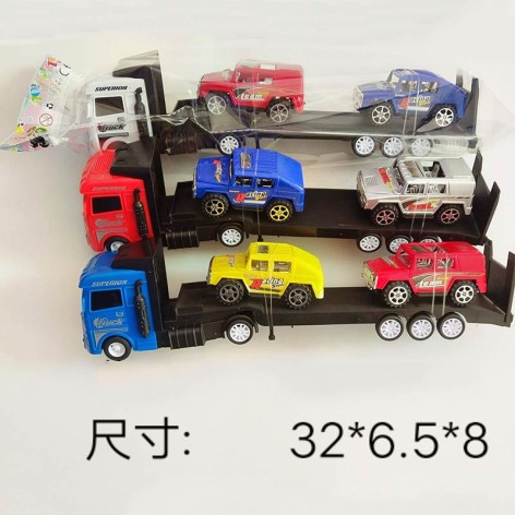 Трейлер инерц. 3 вида, по 2 машинки комплект., п/е 32*6,5*8см 