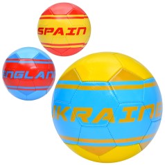 Мяч футбольный размер 5, ПВХ 1,6мм, 260-280г, 3 вида (страны), в п/е 