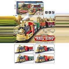 Залізниця локомотив, вагон, звуки, підсвічування, парогенератор, муляжі оточення, в кор. /36/