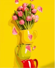 Набір для розпису по номерах Горнятко з тюльпанами Strateg розміром 40х50 см (GS1352)