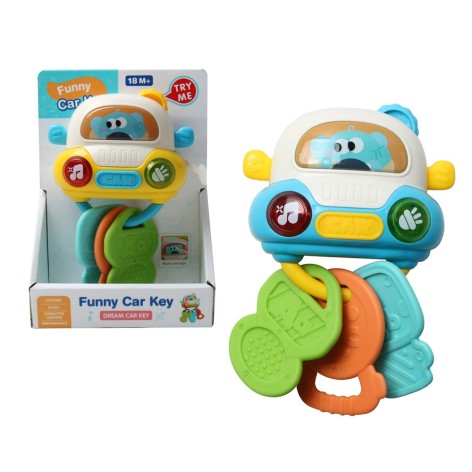 Гра брелок, машина з ключами, музика, світло, рухливі деталі, прорізувач, 2 кольори, в кор-ці, 18,5-13-5,5см /32/