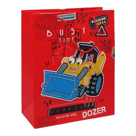 Пакет подарочный Машинки 32 х 12 х 26 см красный