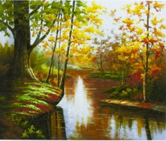 Картина по номерам "Осенний пейзаж" 40*50см, краски акрилловые, кисть-3шт.(1*30)