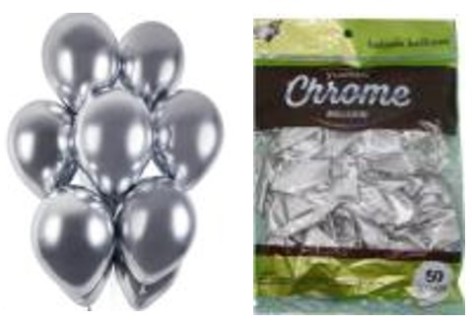 Набор латексных воздушных шаров MIC 30см металлик серебро 50 шт