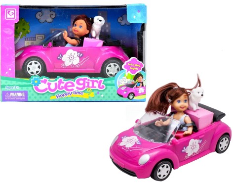 Кукла с машиной и собачкой в коробке 25*12*16 см