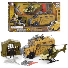 Набір з транспортом воєн.машина 31см, вертоліт 24см, намет, солдати, кор, 60-33-12см 