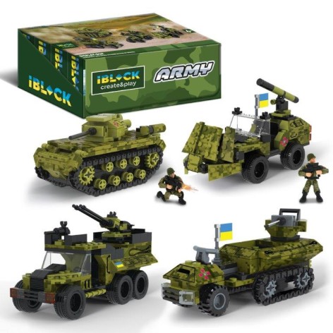 Конструктор iBlock Армия, 154-237дет., 4вида, р-р уп-ки 23*4,5*14см /6/48/8шт в коробке 47,2*19,5*14,5см