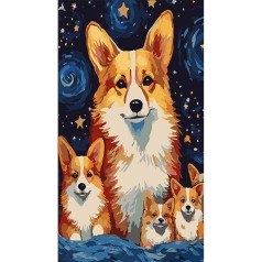 Набор для росписи по номерам Хорошенькие корги Strateg размером 50х25 см (WW158)