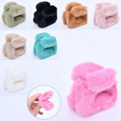 Аксессуар для волос заколка-краб, 6-5-5см, плюш, микс цветов /30/300/10шт в п/е