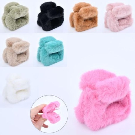 Аксессуар для волос заколка-краб, 6-5-5см, плюш, микс цветов /30/300/10шт в п/е