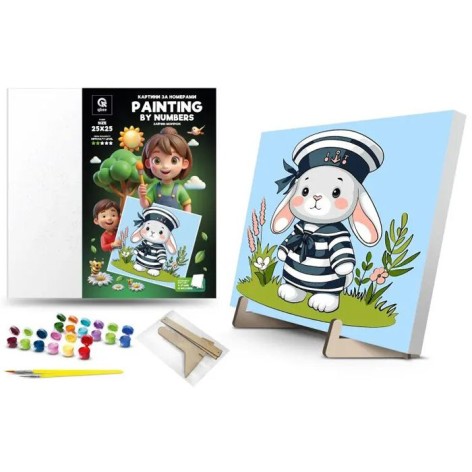 Набір для розпису за номерами QB900-010 "Зайчик-морячок" 25х25см qbee