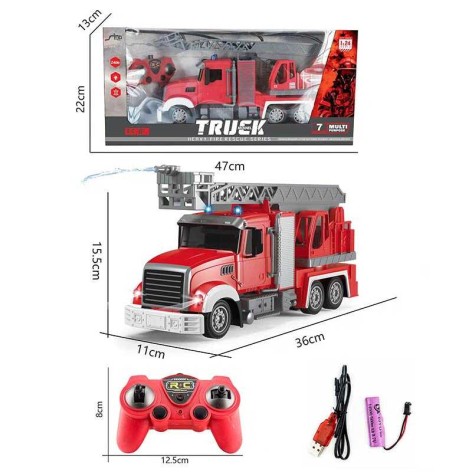 Радіокерований пожарна машина з драбиною 1:24, підсвічування, аккум., 47*22*13 см, в кор. 