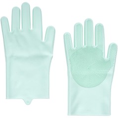 Силиконовые перчатки для мытья посуды с ворсой 28см FY-0547