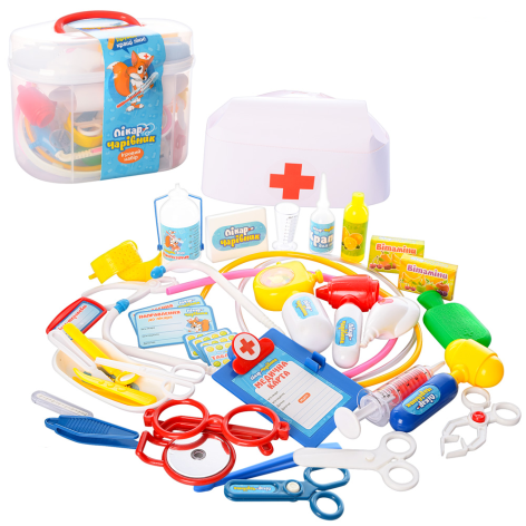 Врач стетоскоп, шприц, очки, 36 предметов, в чемодане, 22-17-12см 