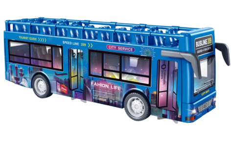 Автобус іграшковий двоповерховий туристичний, інерція, відкриваються двері, 3 кольори