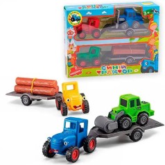 Набор тракторов 145326 2 трактора, прицеп, герои, инерция, в коробке