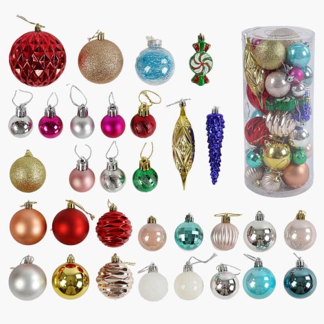 Новорічні прикраси на ялинку 36 штук, в слюді, мікс видів