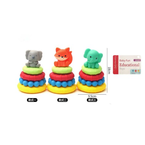 Пірамідка 3 види, фігурка тварини, 4 кільця,  сітка, МІКС ВИДІВ  /120-2/