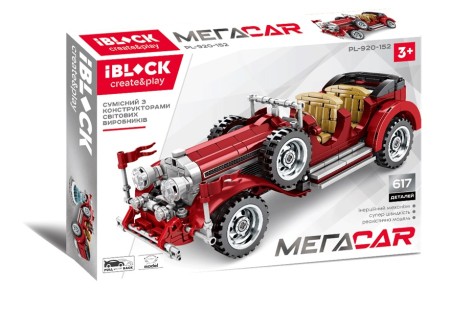 Конструктор Iblock 617 деталей, МегаCar, в собранном виде корр. 52*33*6,8 см