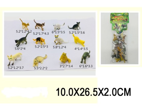 Животные пластиковые кошки, 12 шт.в наборе 10*26,5*2,0 см