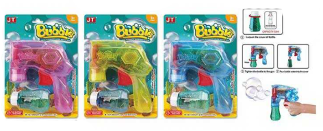 Пістолет з мильними бульбашками 3 кольори, на листі, мікс видів 