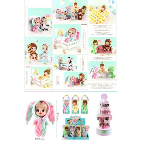 Кукла 12см, костюмы животных, 12шт(6 видов) в дисплее, 27-19-13,5см 