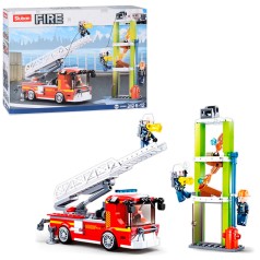 Конструктор SLUBAN пожежна машина, фігурки, споруда, 343дет, в кор-ці, 38-28,5-7см /16/