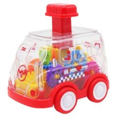 Машина Press-to-go прозрачная с шестернями, красная