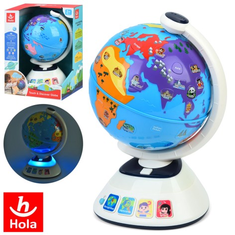 Гра глобус, 30см, навчальний, сенсорний, музика, звук(англ), світло, 2 режими гучності, на бат-ці, в кор-ці, 25,5-34,5-21,5см /4/